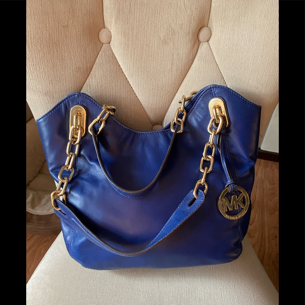 MICHAEL KORS blue leather medium shoulder bag